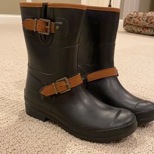 Sperry black amd leather rubber boots size 9